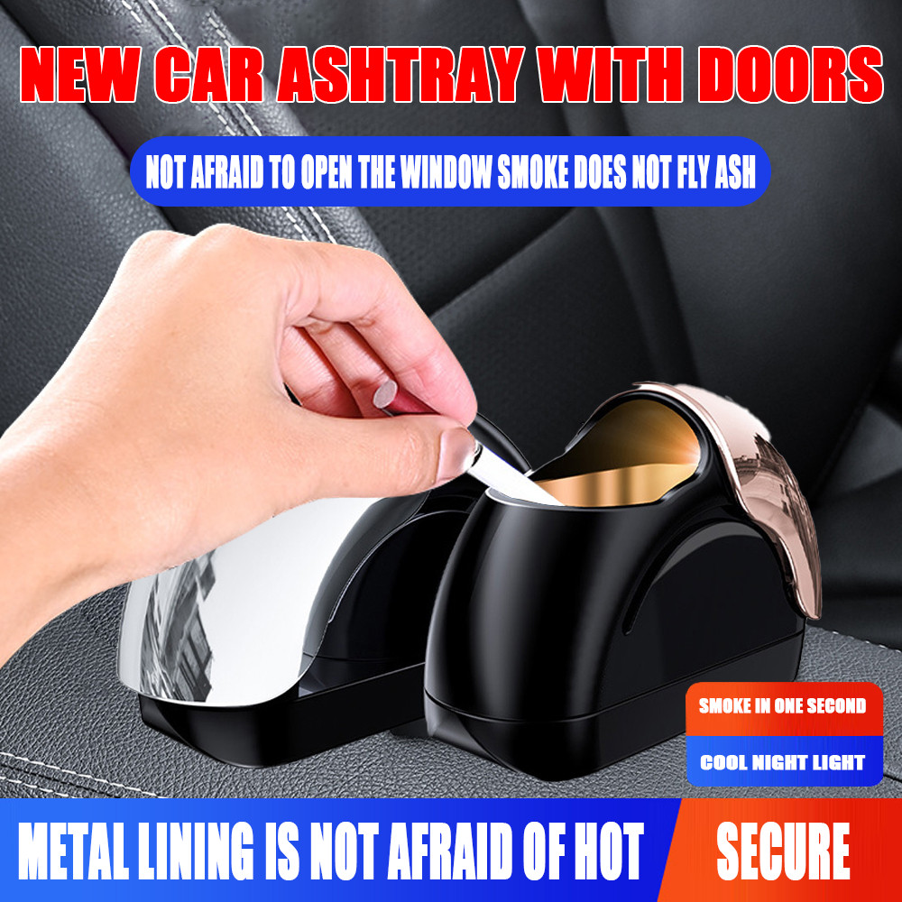 Asbak Mobil Lampu LED Asbak Rokok Mobil Portable Car Ashtray LED Light Premium Mini Asbak Mobil_Clic