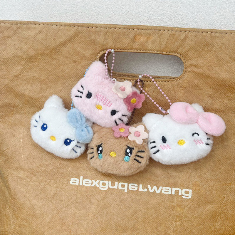 

Creative Sanrio Plush Kt Cat Doll Keychain Pendant For Women Girls Bag Decorations Accessories Cartoon Kitten Stuffed Key Ring