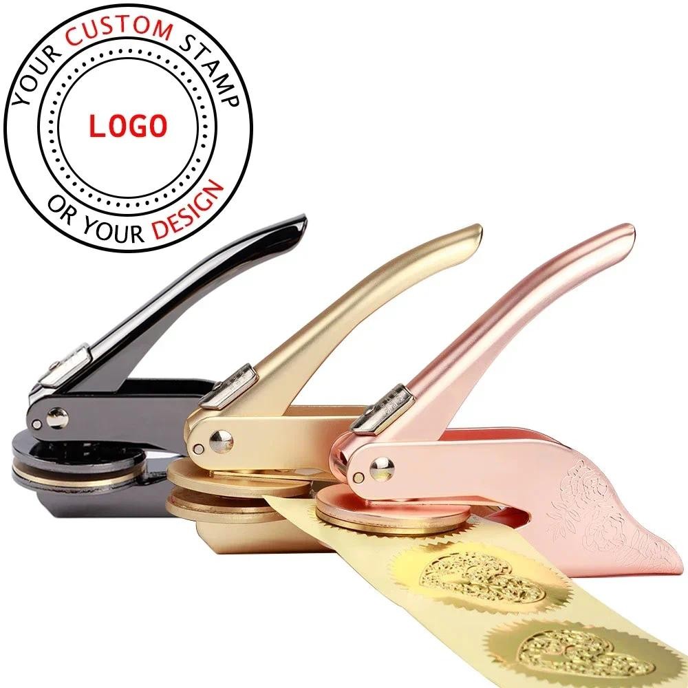 

Embossed Stamp Personalized LOGO Custom Wedding Invitation Embossing Seal Book Embosser Stamps Customized with Your Design