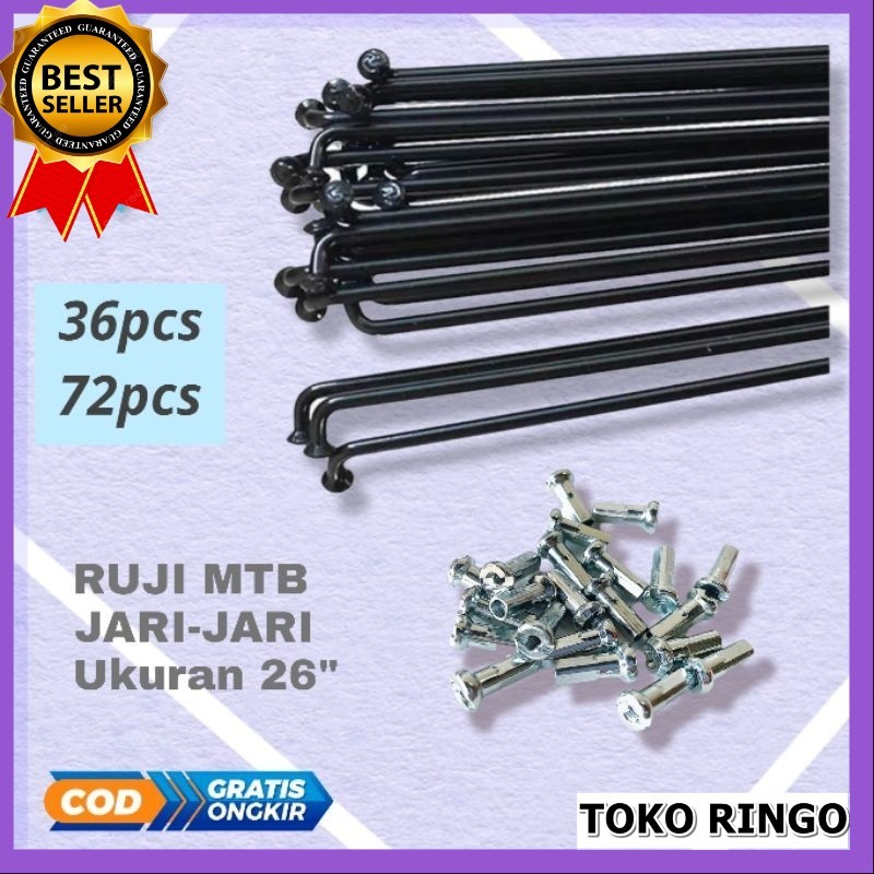 jari jari sepeda 26 hitam 262 velg mtb fixie set ban ruji spoke 36pcs 72pcs