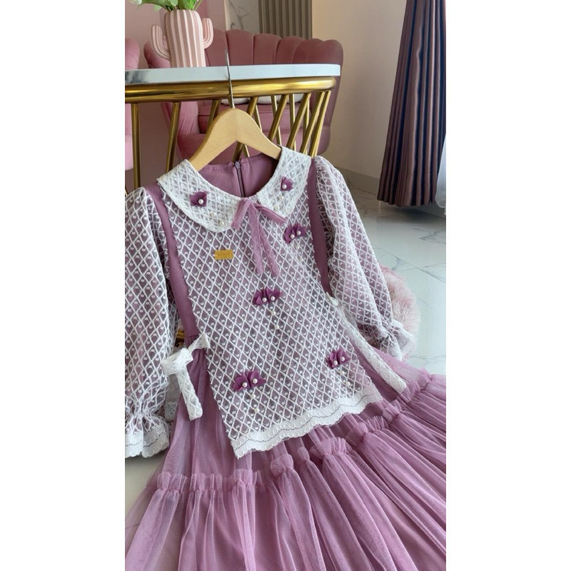 Belva Dress Korean Kids Gamis Brukat Anak Terbaru/gamis rompi anak