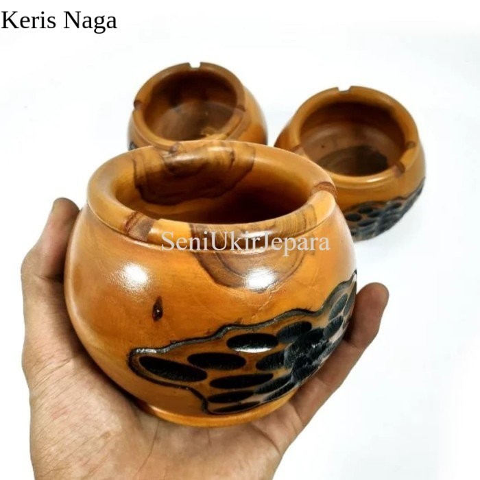 Asbak Rokok Gentong Antik Ukir Kayu Jati Murah LSF10