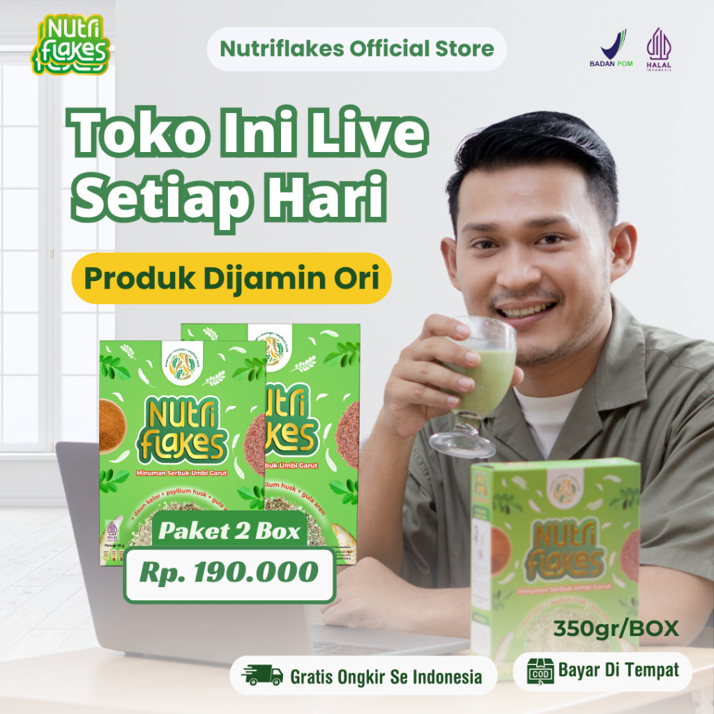 

Nutriflakes Sereal Umbi Garut Membantu Meredakan Asam Lambung Paket 2 Box Paket 1 Box