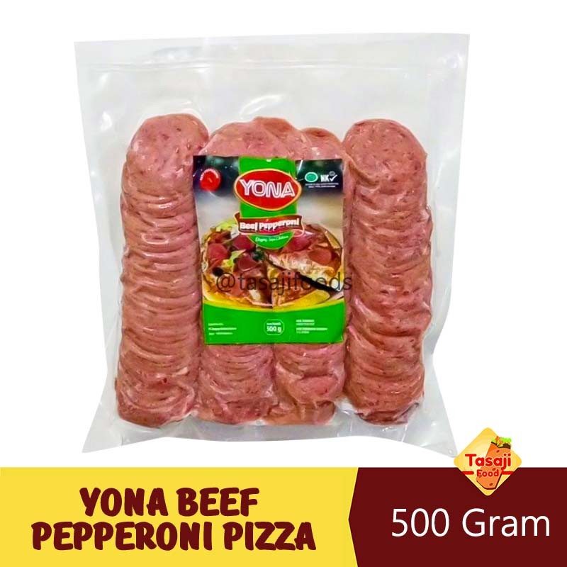 

Yona Beef Pepperoni Topping Pizza FROZEN FOOD 500 Gram