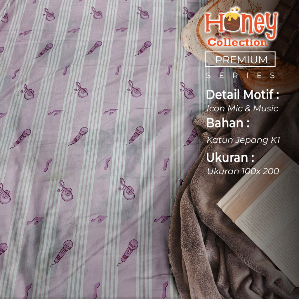 Sprei Ukuran Singgle Bed Motif Icon Musik & Melody By Honey Collection Free Sarung Bantal & Guling