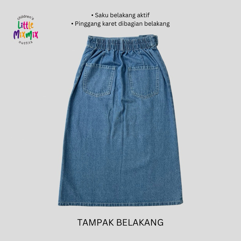 SR56YI Mixmix LONG SKIRT BUTTON - Highwaist Rok Span Panjang Kancing Jeans Anak  Perempuan 2 - 9 tah