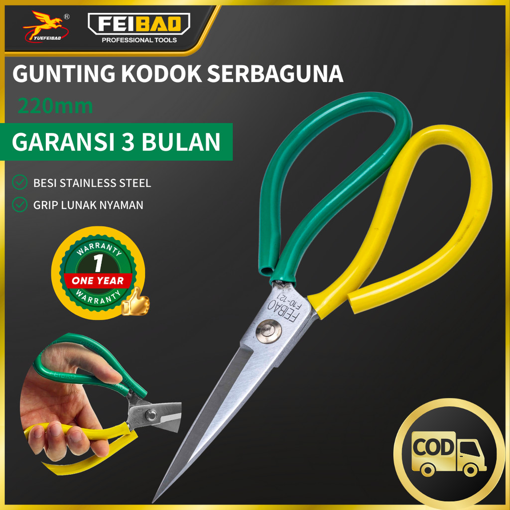 

Feibao Gunting Kodok / Gunting Tukang Serbaguna 220mm / Multifunction Scissor Ukuran Besar / F10-121