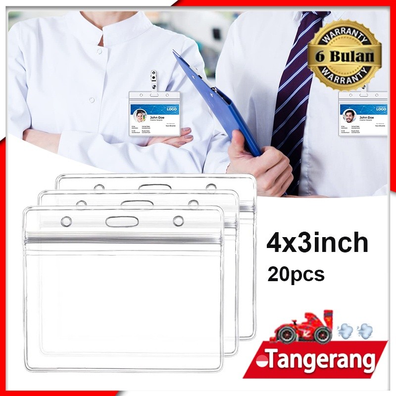 

20pcs/Set Name Tag / ID Card Holder Waterproof / Tanda Pengenal Kantor PVC 4*3inch