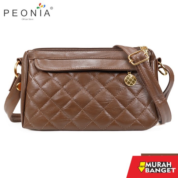 tas selempang wanita simple elegan Peonia Tas Selempang Wanita Crossbody Kecil Hp Bag KORIN - Black