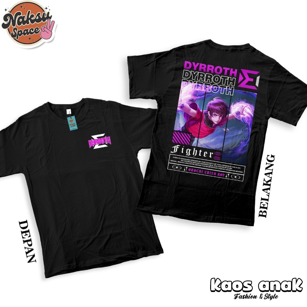 KAOS ANAK - KAOS MOBILE LEGENDS HERO DYRROTH SKIN KOF BAJU DISTRO MOBA KATUN COMBED 30S Apparel Kid 