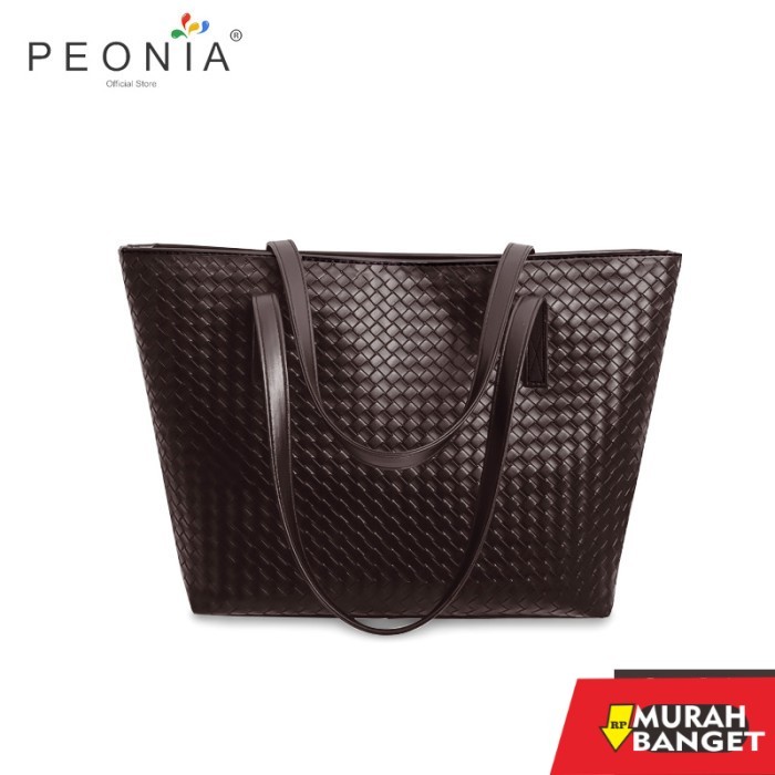 tas selempang wanita simple elegan Peonia Tote Bag Wanita Selempang Bahu Tas Style - YOSSY - Dark Br