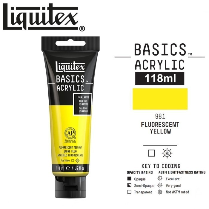 

LIQUITEX BASICS ACRYLIC 118 ML FLUORESCENT YELLOW