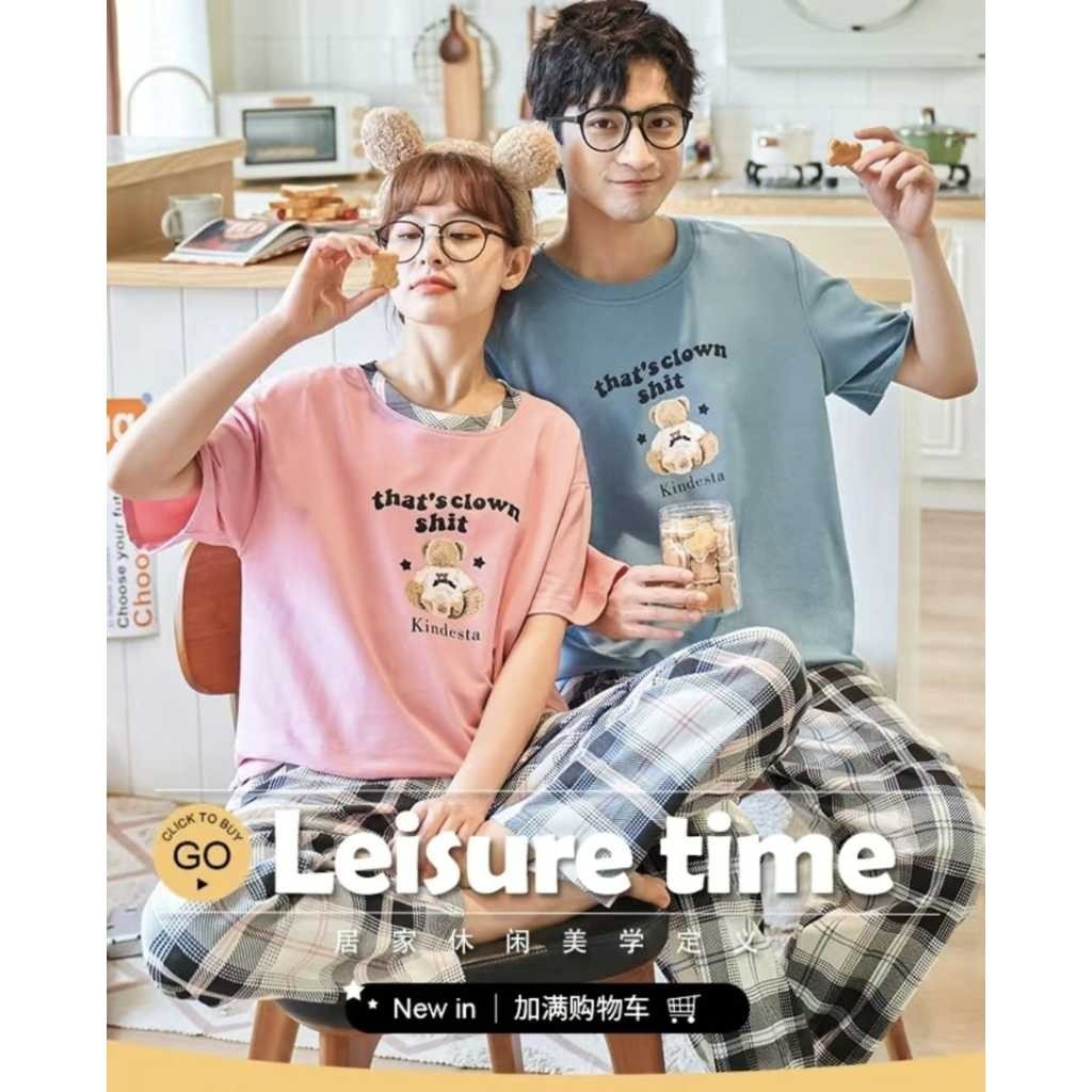 Baju tidur piyama cp couple bahan kaos katun import SETELAN SET PIYAMA BAJU TIDUR COUPLE PASANGAN SU