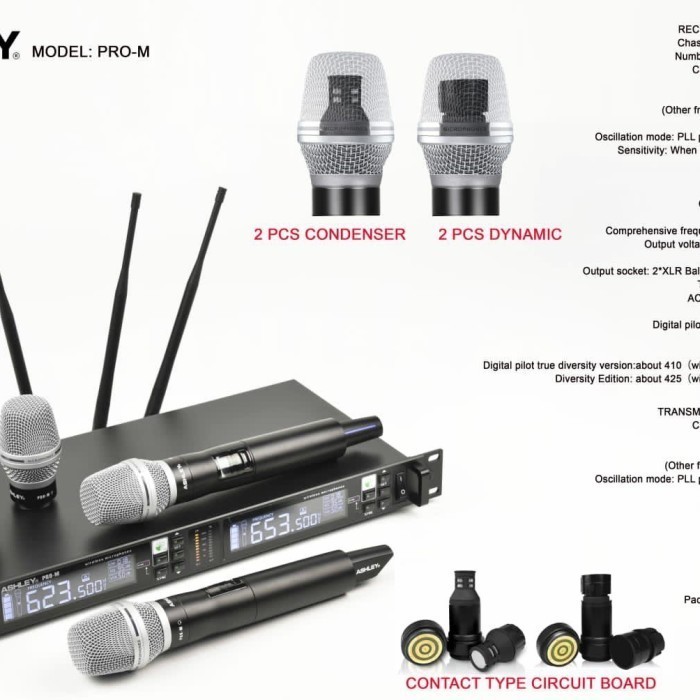 GROSIR MIC WIRELESS ASHLEY PRO-M DUAL CHANNEL BONUS SPULL MIC