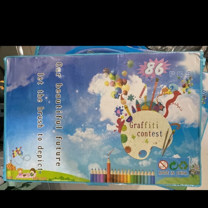 

PROMO!! -Colouring Set 86 pcs Pensil Warna Crayon set Stationary Kado anak - Biru