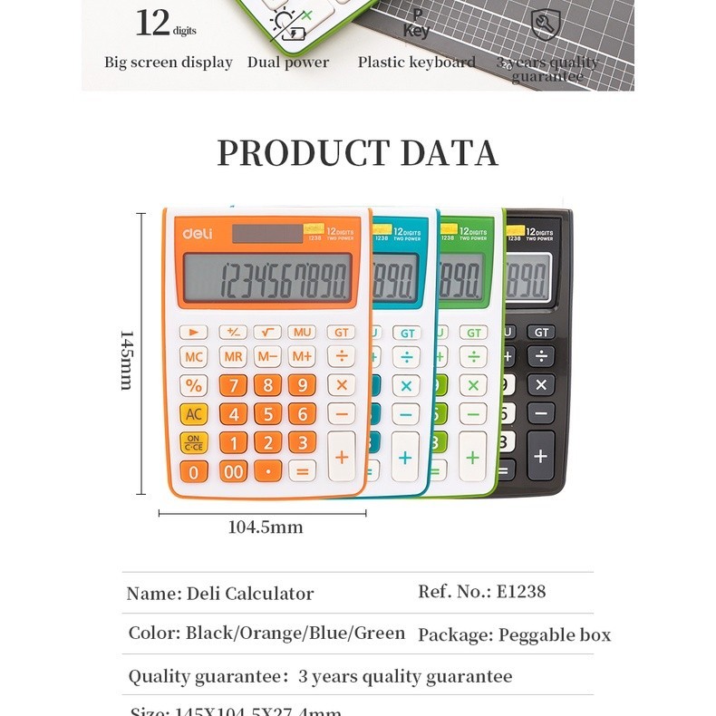 

Deli desktop kalkulator kode 1238