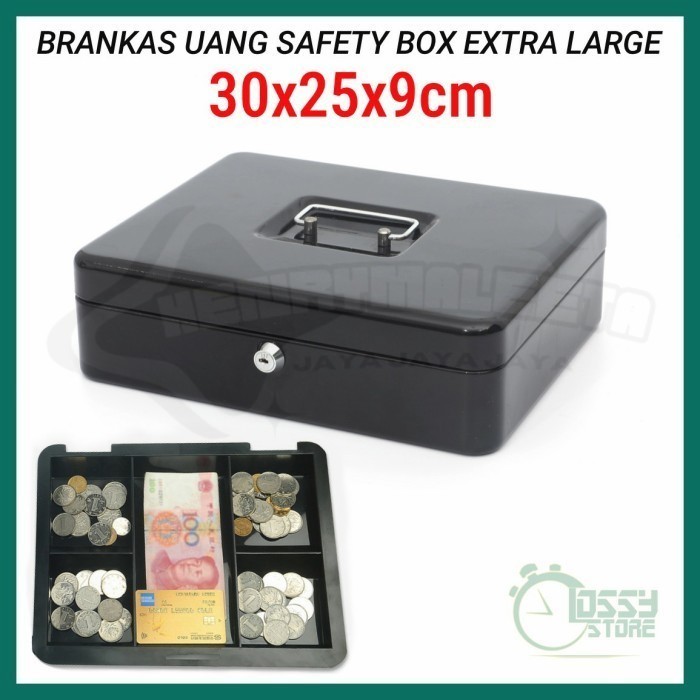 Brankas Mini Cash Box Safety Brangkas Uang Kotak Key Lock 30x25x9cm - 30x25x9cm