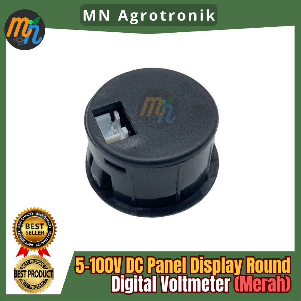 VOLTMETER DIGITAL BULAT BOX PANEL DISPLAY 5-100V DC ROUND MERAH