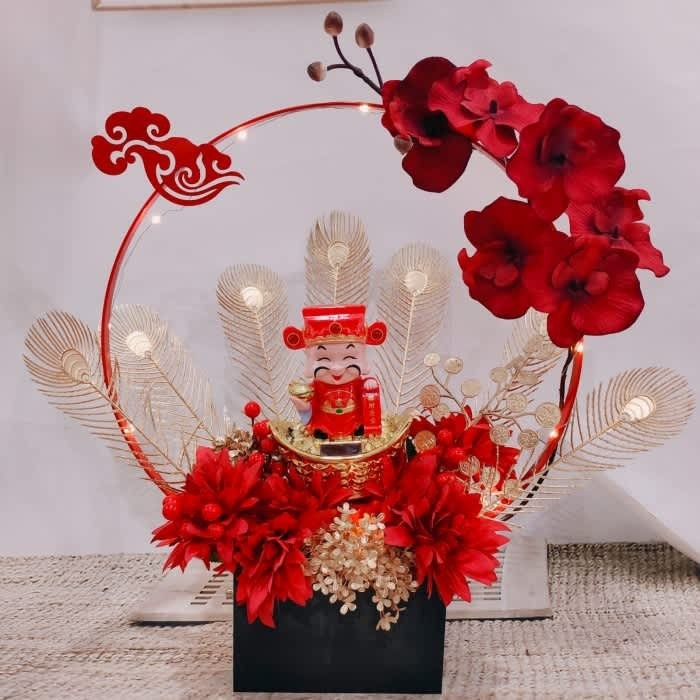 

Hampers Imlek Bunga CAISEN Vas Set Bunga Pajangan CNY HUAKAI FUGUI