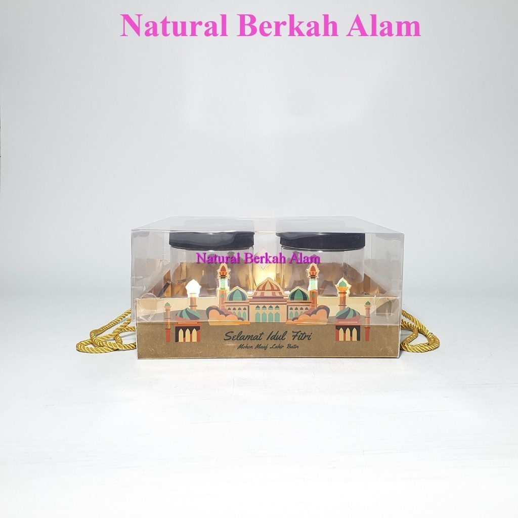Toples Lebaran 800 ml Tabung Tutup Plastik Hampers Elegan + Mika Isi 4 / Toples / Hampers / Hampers 