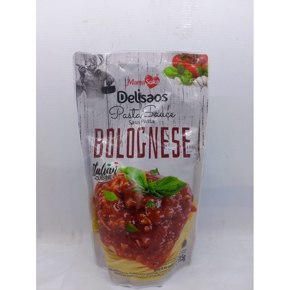 

Mamasuka Delisaos Bolognese l Italian Cuisine Saus Pasta 315 gram