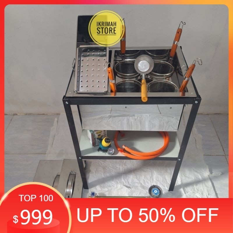 Dandang mie ayam 4 lubang set / panci mie kocok / panci dandang mie ayam bakso kotak stainless