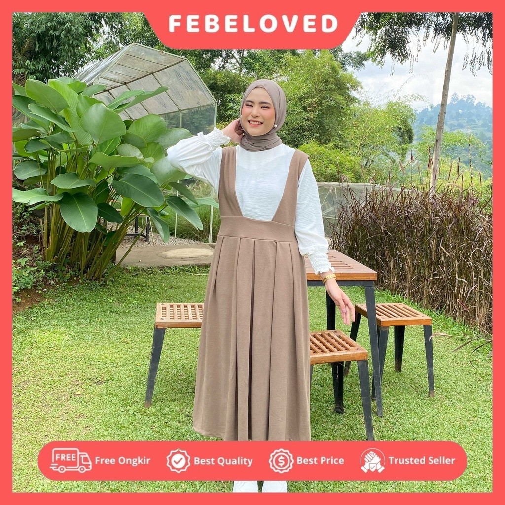 Saba Overall Dress – Overall Rok Kekinian – Dress Wanita Muslim