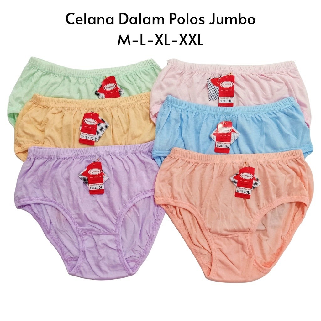 Celana Dalam CD Wanita Katun Polos NUWANI Jumbo Size M-L-XL-XXL Halus Tebal Nyaman Dipakai/Cd ibu mu