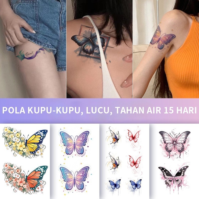 【TATTOO ARTIST】tato temporer, Pola kupu-kupu,gadis anime, lucu, cantik, Mudah digunakan, tato tahan 