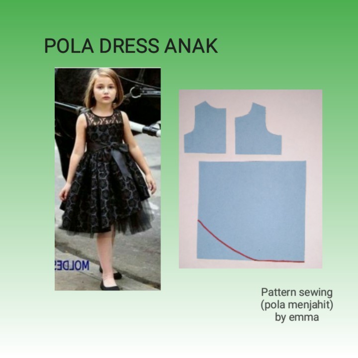 Pola Instan Dress Gaun Pesta Inces Usia 6/7 Tahun