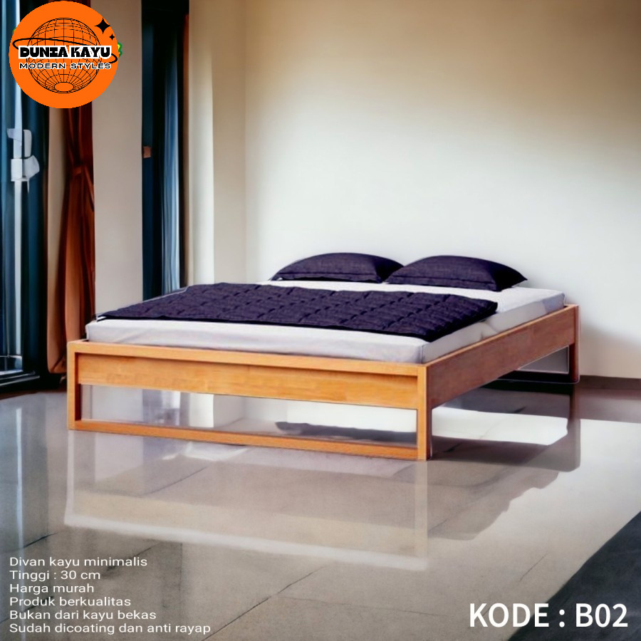 Dipan tempat tidur kayu divan minimalis modern divan kasur kayu murah