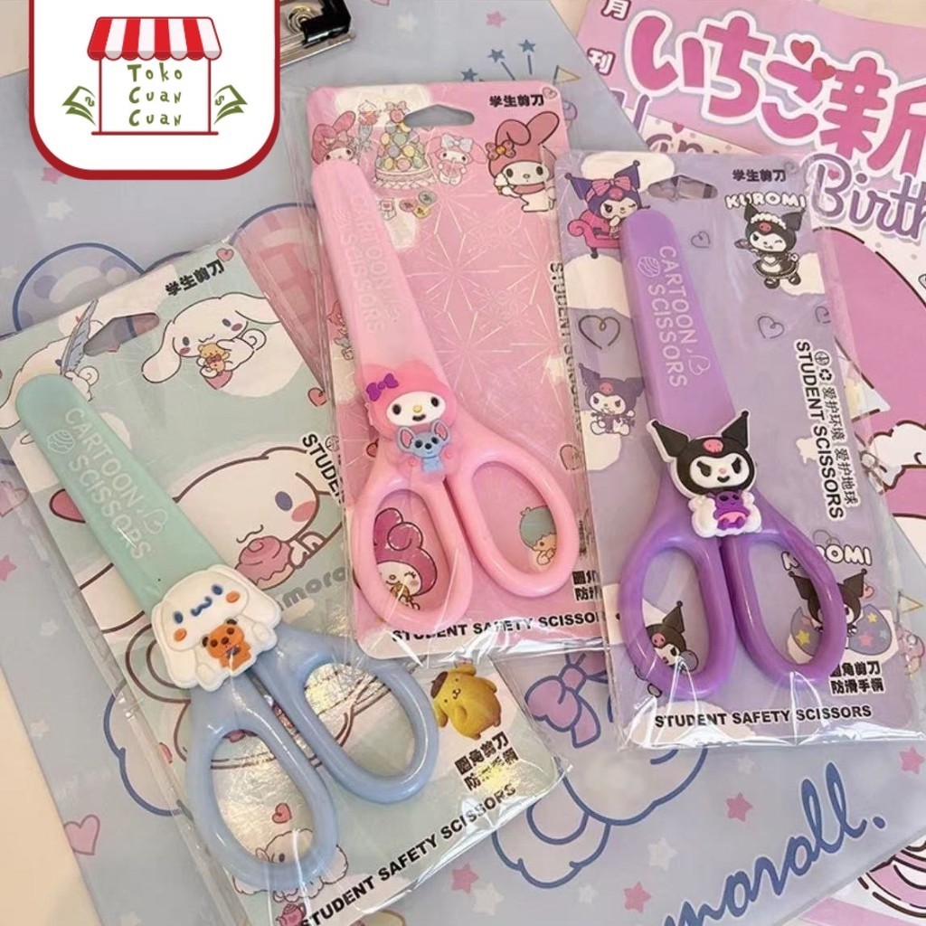 

TCC - Gunting Sanrio dengan penutup pelindung ATK Anak Sekolah Prakarya Dekorasi