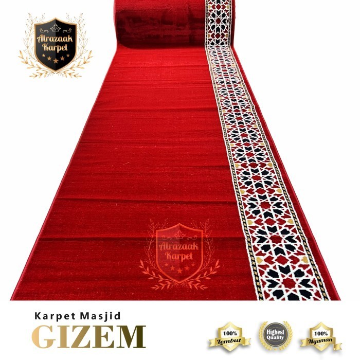 Karpet/Sajadah Masjid Mushola Gizem Meteran Tebal Murah Polos 10mm - 1918 Hijau