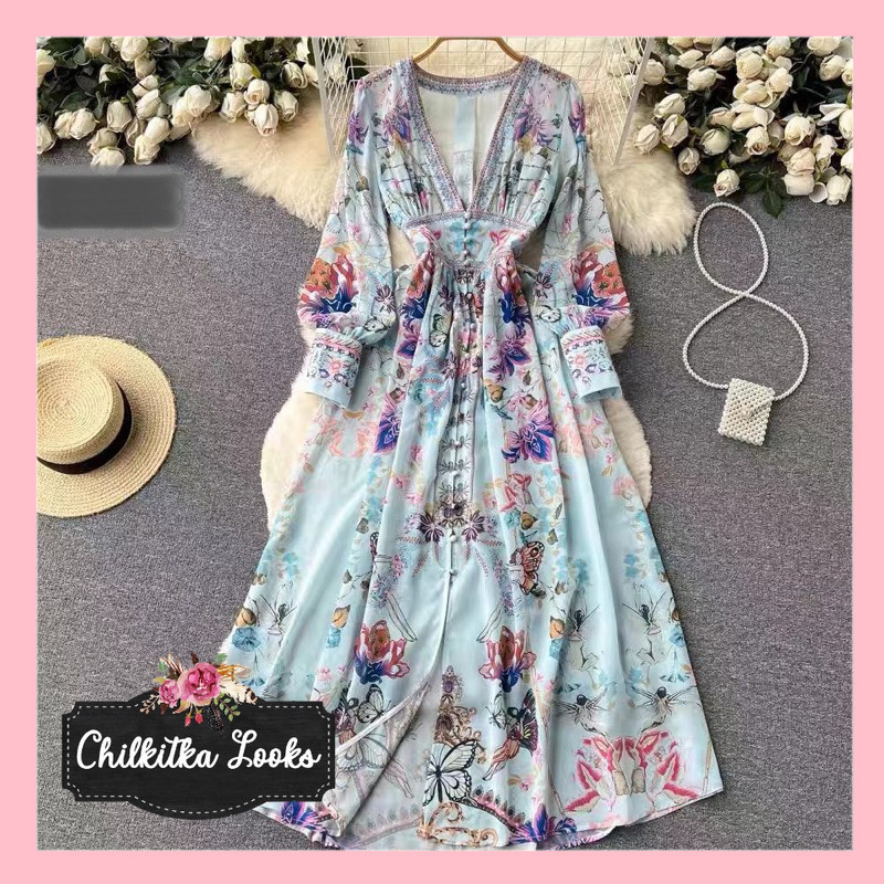 CHILKITKA LOOKS FASHION Maliha Dress Floral Korean Vintage Summer Spring Feminim Beach Sweet Street 