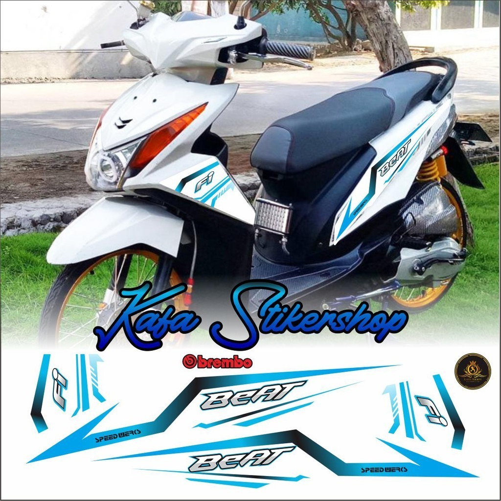 COD/ Sticker Striping Beat Fi Icon - Striping Beat Fi Icon - Sticker Motor - Aksesoris Motor Biru Mu
