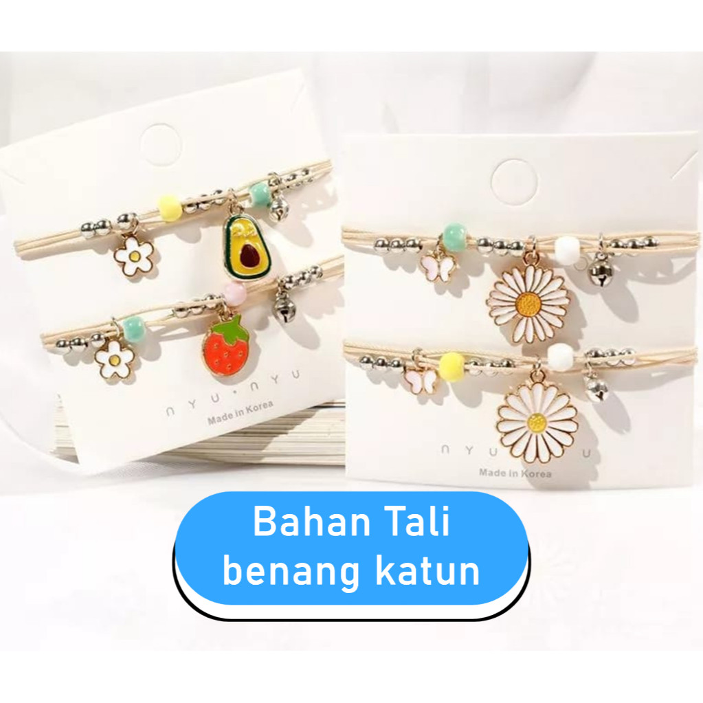 Gelang Tangan Tali Model Korea Motif Elegan H505 Gelang Tali Korea Couple / Gelang couple Bestie Bra