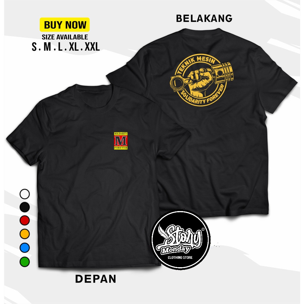 Kaos Baju Distro Pria Terbaru TEKNIK MESIN SOLIDARITY FOREVER LOGO PISTON || SABLON DTF KATUN COMBED
