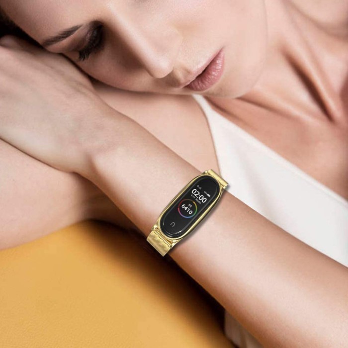 MIJOBS MiBand 5 MILAN TRANSFORMER Stainless Strap Xiaomi Mi Band 5 4 3 - GOLD