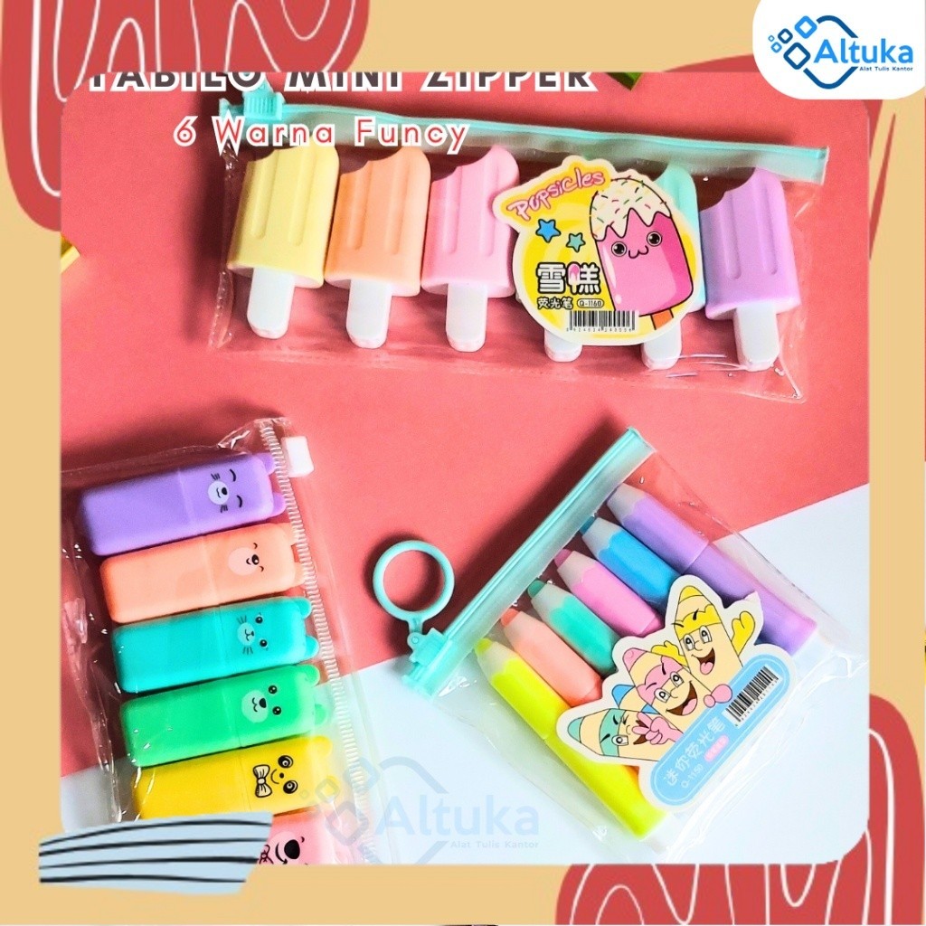 

Stabilo 6 Warna Karakter Mini Zipper / Highlighter Mini Set 6 Warna Zipper