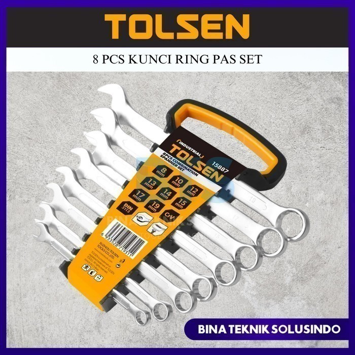 TOLSEN Kunci Ring Pas Set 8Pcs 8 10 12 13 14 15 17 19 mm