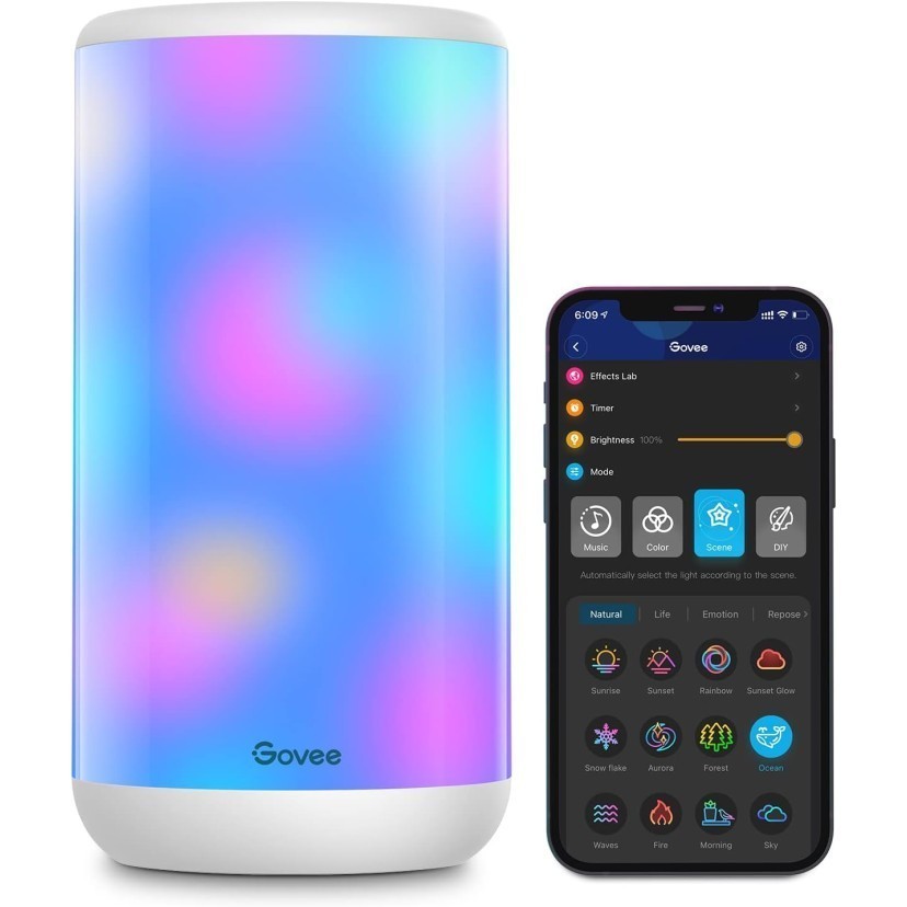 Govee RGBIC Table Aura Lamp, Smart Lamp Work with Alexa Color Changing