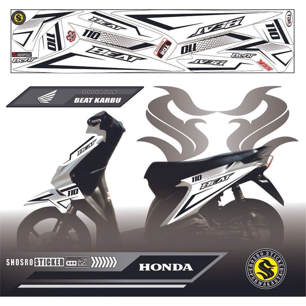 VARIASI STIKER/ VARIASI BEAT OLD PUTIH  / STIKER STRIPING VARIASI HONDA BEAT  VARIASI STIKER BEAT PU