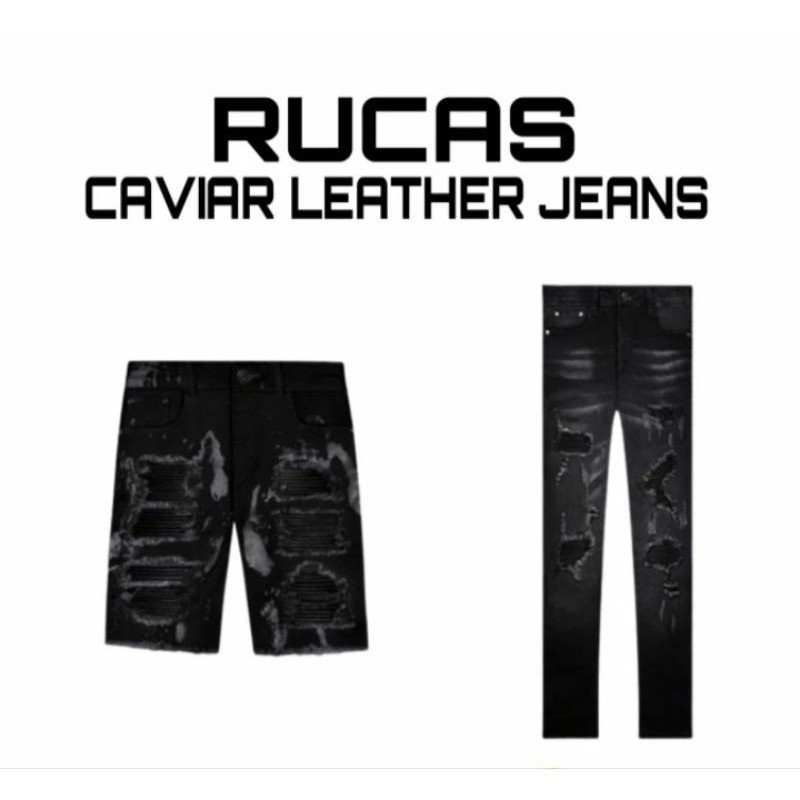 PROMO CUCI GUDANG [ORIGINAL] RUCAS SEASON 8 LONG AND SHORT CAVIAR LEATHER JEANS DELIVERY
