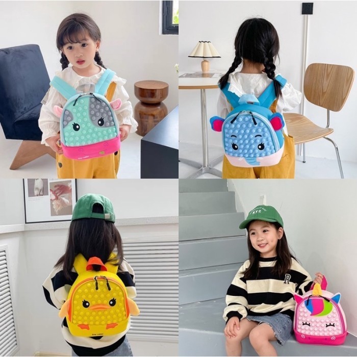 Tas Ransel Pop It Anak Jumbo Unicorn Makaron Rainbow Murah. - RANDOM