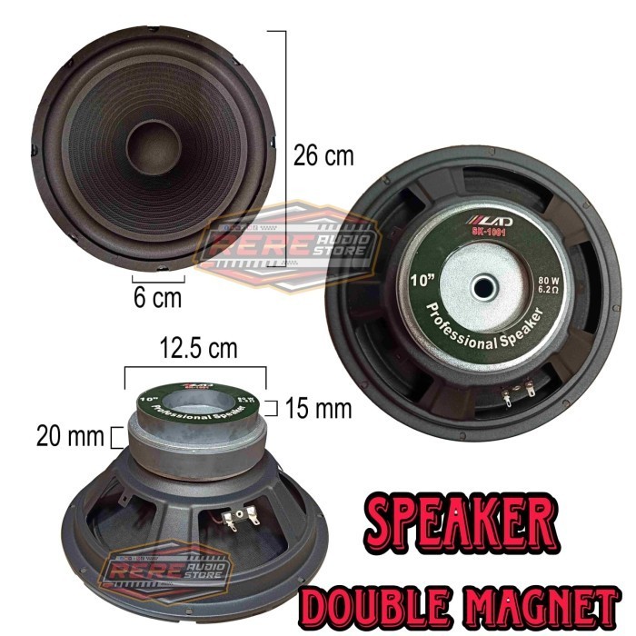 Speaker LAD Double Maghnet / Spiker Bass Woofer 10 inch SK-1001 80W