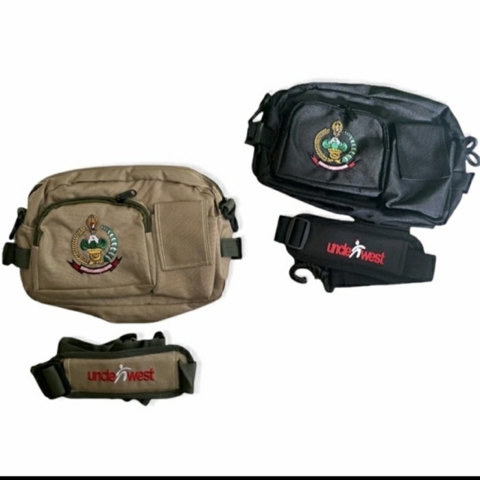 tas selempang pinggang pso persit coklat olahraga hitam unclewest