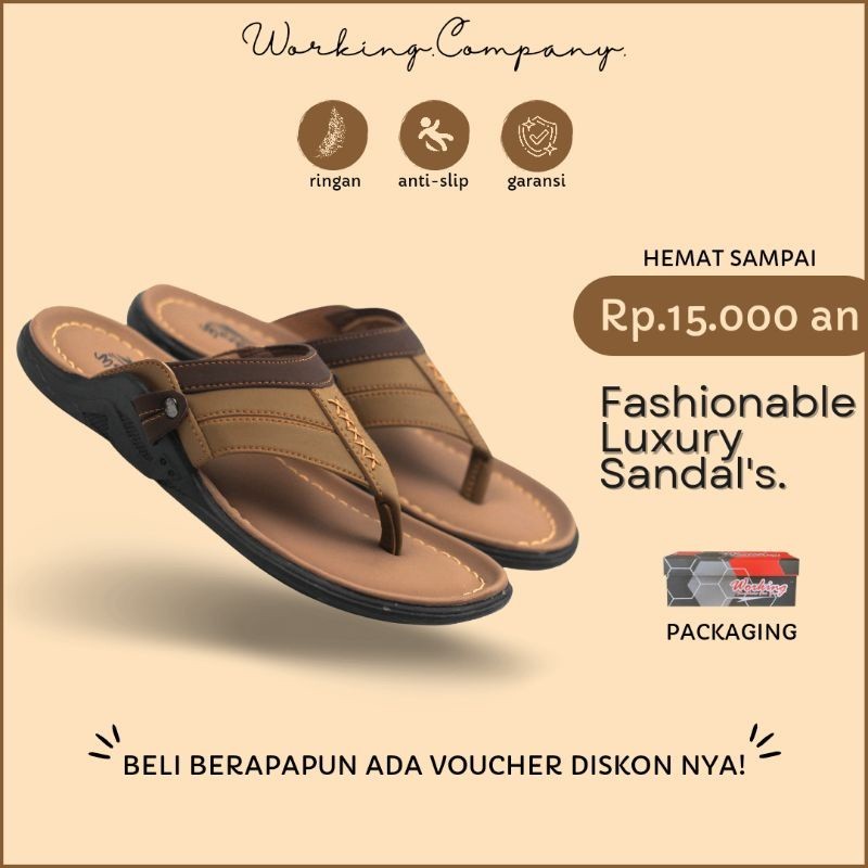 DISKON RAMADHAN PROMO - SANDAL JEPIT CASUAL KULIT PRIA MURAH/Sendal Sndal Sedal Sebdal Semdal Saldal