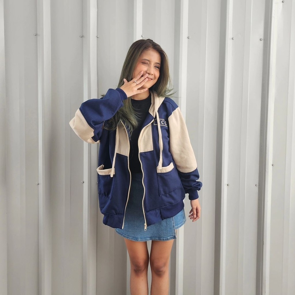 NOUSKA - CCC COMBY ZIPPER JAKET Polos Wanita Pria Kombinasi Aesthetich Korean Style