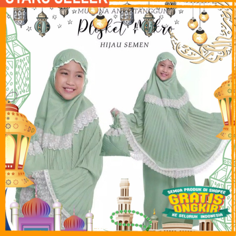 MUKENA PLISKET ANAK UMUR 6-12 Tahun || Mukena Anak Termurah/ Pink Dusty Fanta Merah muda