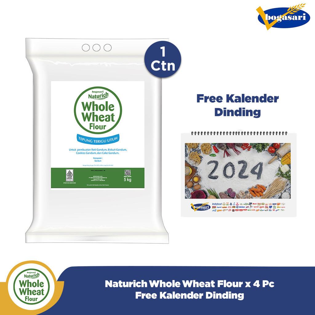 

Naturich Whole Wheat Flour 5 Kg X 4 Pcs + Kalender Dinding 2024
